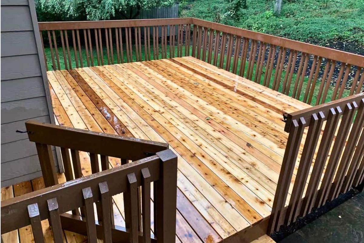 new restored customized stained deck