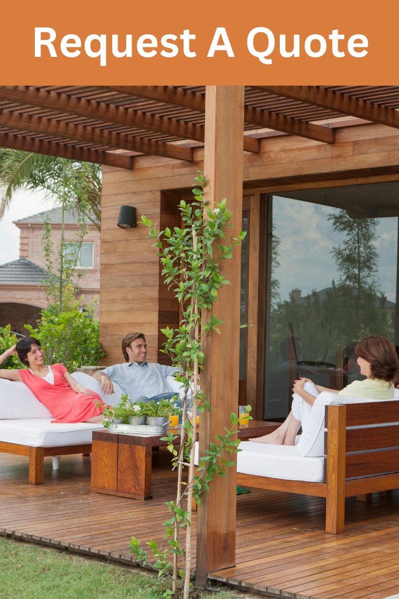 friends enjoying talking under the pergola